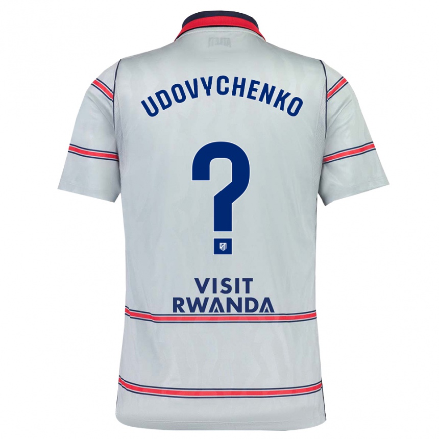 נשים כדורגל Glib Udovychenko #0 אפור אדום כחול צי ג'רזי קיט שלישי 2026/27
