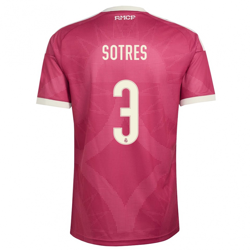 נשים כדורגל Alfredo Sotres #3 אדום סגול חיוור לבן ג'רזי קיט שלישי 2026/27
