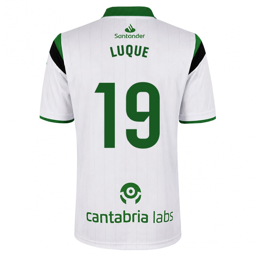 ילדים כדורגל Iker Luque #19 לבן ירוק שחור ג'רזי ביתית 2026/27