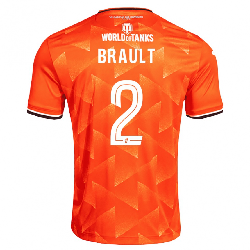 ילדים כדורגל Matis Brault #2 כתום לבן שחור ג'רזי ביתית 2026/27