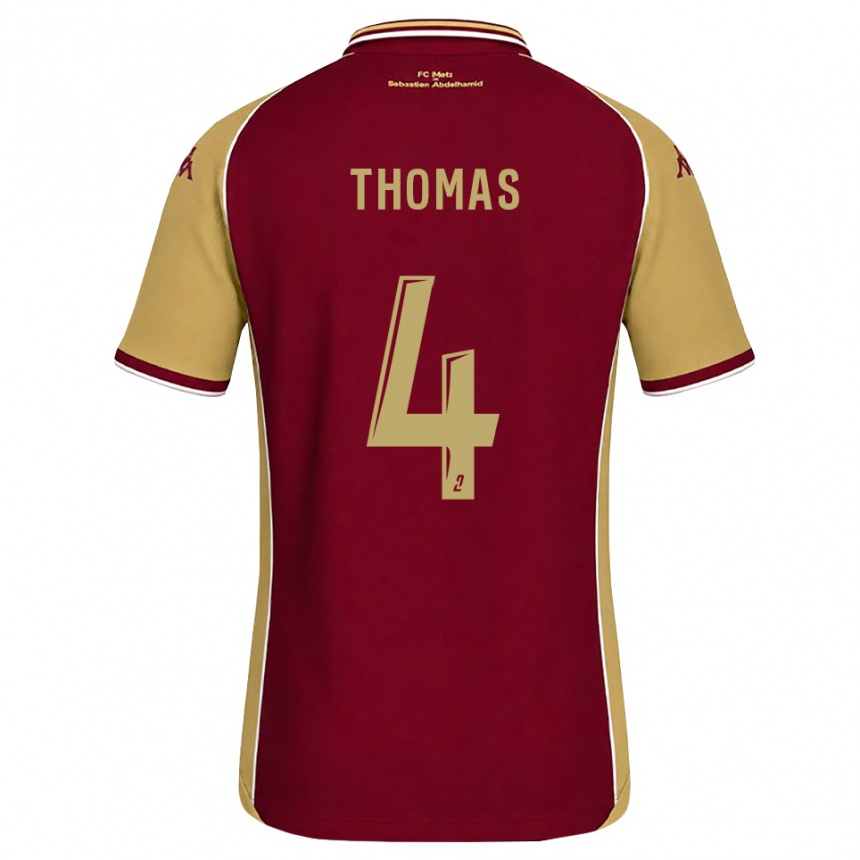 ילדים כדורגל Gabriel Thomas #4 זהב אדום כהה ג'רזי ביתית 2026/27