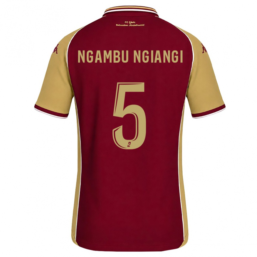 ילדים כדורגל Esther Ngambu Ngiangi #5 זהב אדום כהה ג'רזי ביתית 2026/27