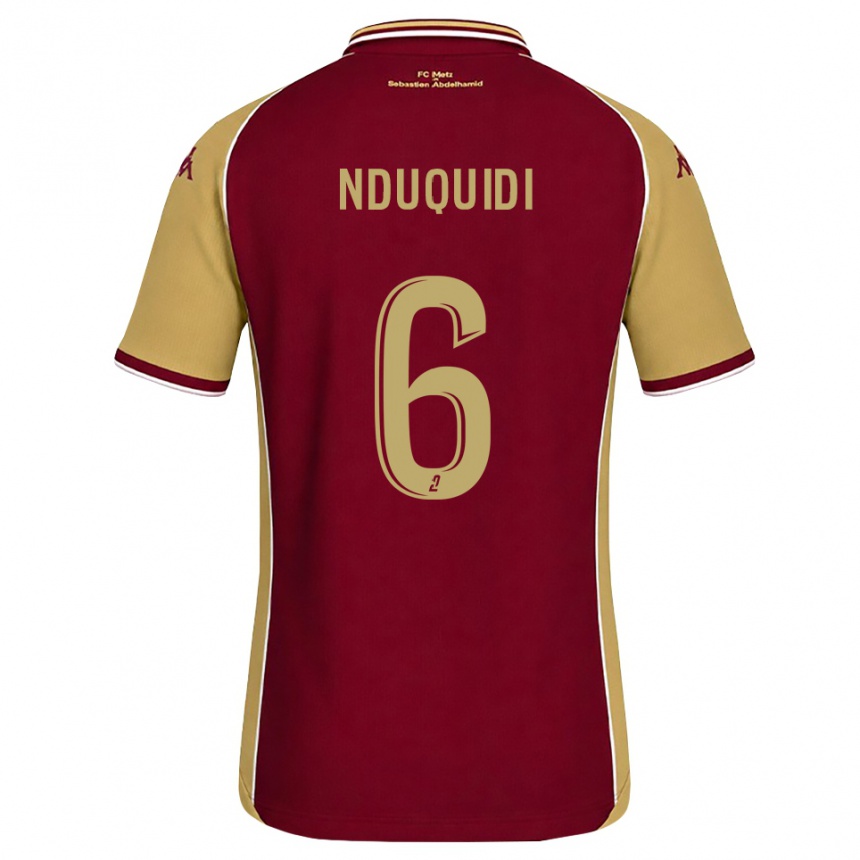 ילדים כדורגל Joseph Nduquidi #6 זהב אדום כהה ג'רזי ביתית 2026/27