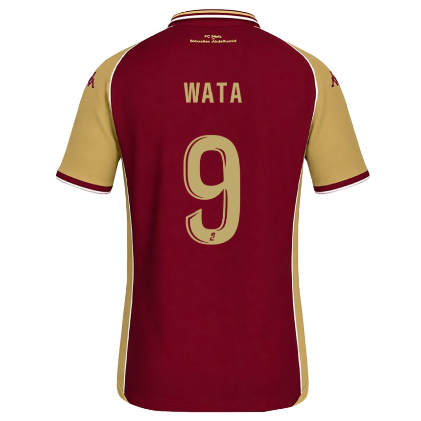 ילדים כדורגל Xavier Wata #9 זהב אדום כהה ג'רזי ביתית 2026/27