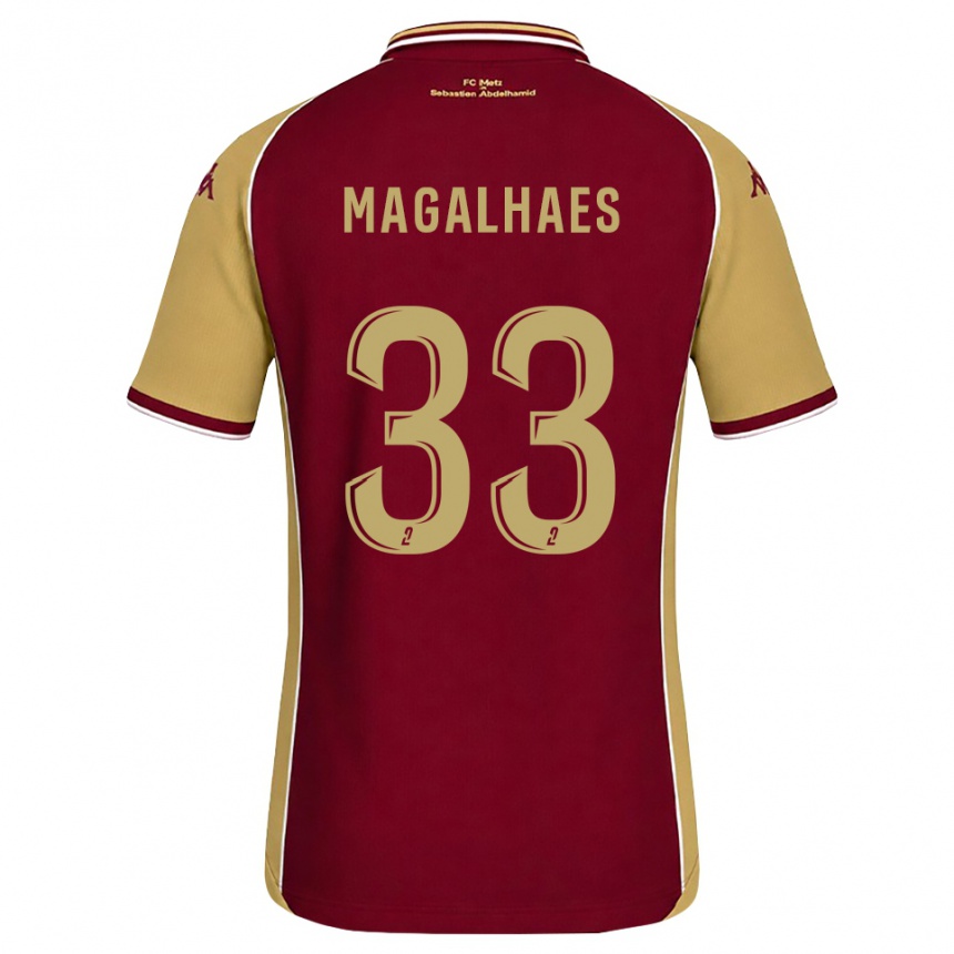 ילדים כדורגל Manon Magalhaes #33 זהב אדום כהה ג'רזי ביתית 2026/27