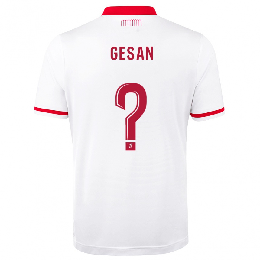 ילדים כדורגל Yannick Gesan #0 אדום לבן ג'רזי ביתית 2026/27