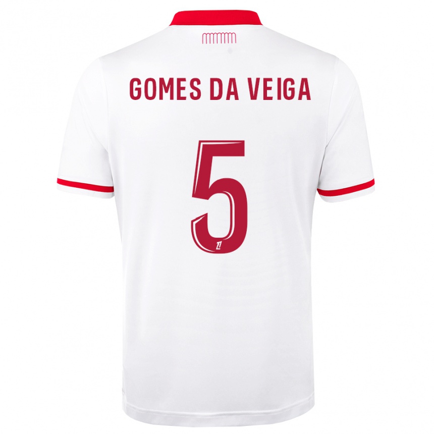 ילדים כדורגל Melvin Gomes Da Veiga #5 אדום לבן ג'רזי ביתית 2026/27