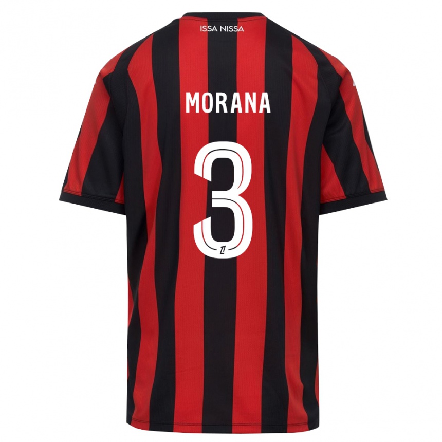 ילדים כדורגל Djelan Morana #3 אדום שחור לבן ג'רזי ביתית 2026/27