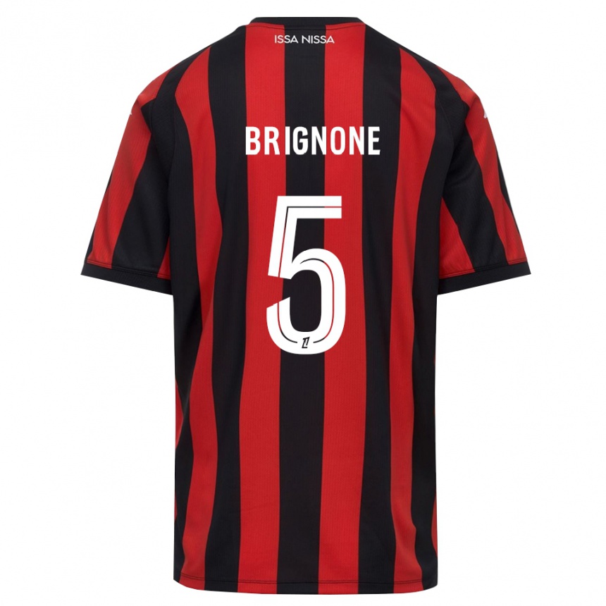 ילדים כדורגל Kenzo Brignone #5 אדום שחור לבן ג'רזי ביתית 2026/27