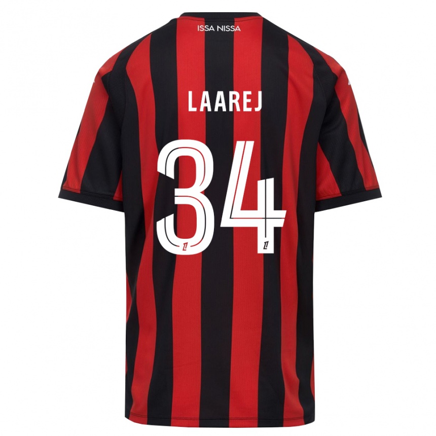 ילדים כדורגל Nassim Laarej #34 אדום שחור לבן ג'רזי ביתית 2026/27