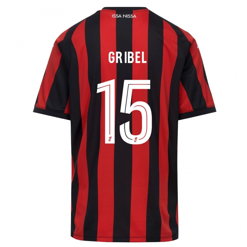 ילדים כדורגל Naomie Gribel #15 אדום שחור לבן ג'רזי ביתית 2026/27