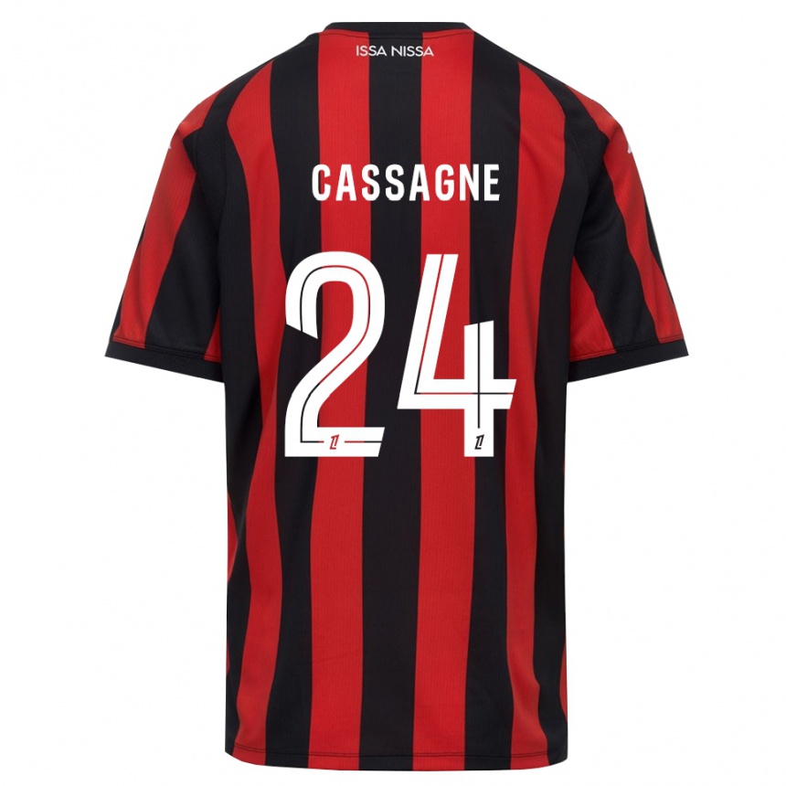ילדים כדורגל Léa Cassagne #24 אדום שחור לבן ג'רזי ביתית 2026/27