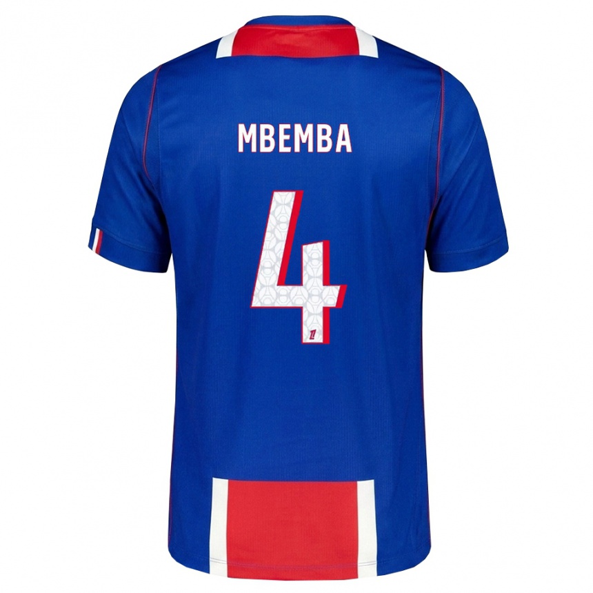 ילדים כדורגל Stanislas Mbemba #4 אדום לבן כחול ג'רזי ביתית 2026/27