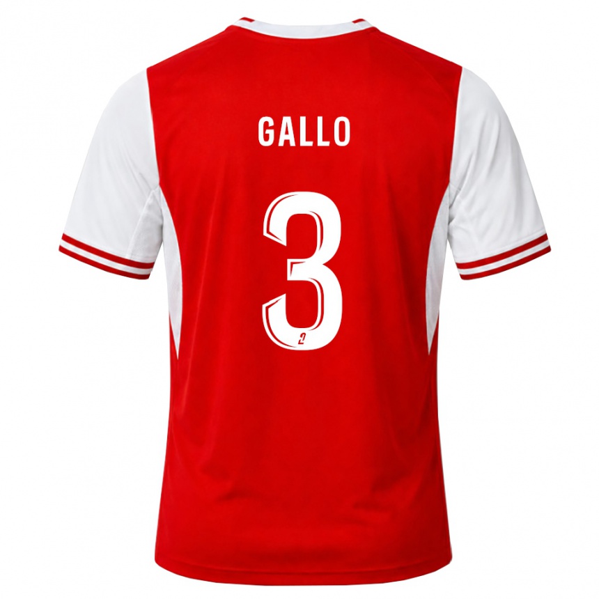 ילדים כדורגל Noan Gallo #3 אדום לבן ג'רזי ביתית 2026/27