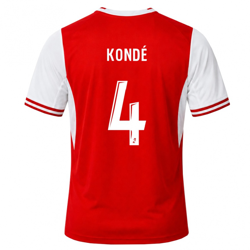 ילדים כדורגל Jean-Charles Kondé #4 אדום לבן ג'רזי ביתית 2026/27