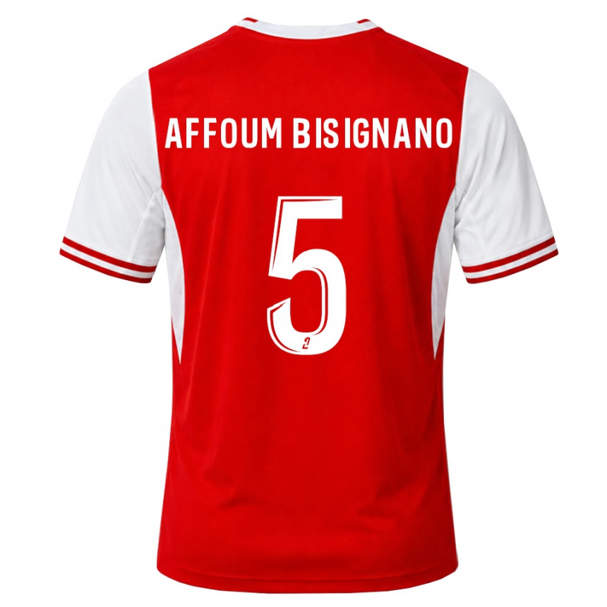 ילדים כדורגל Layan Affoum Bisignano #5 אדום לבן ג'רזי ביתית 2026/27