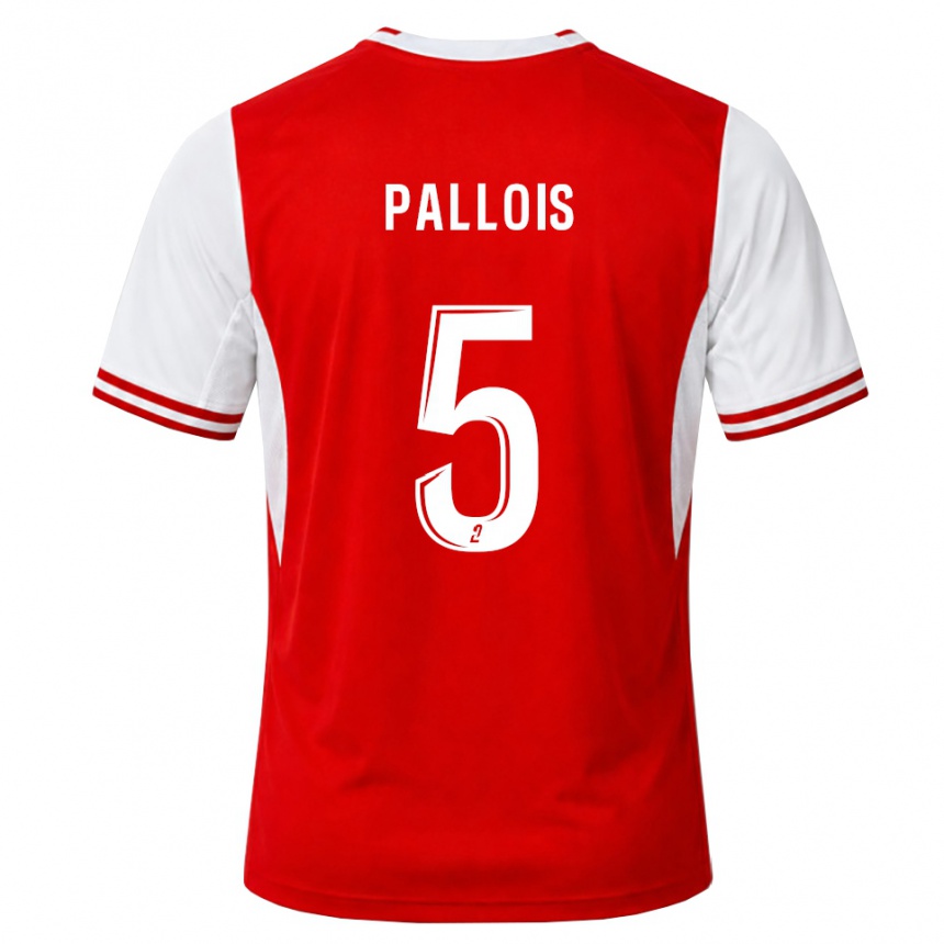 ילדים כדורגל Nicolas Pallois #5 אדום לבן ג'רזי ביתית 2026/27