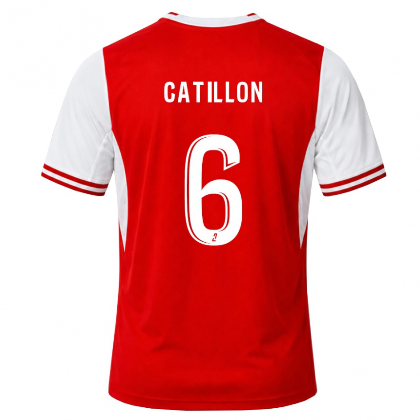 ילדים כדורגל Eithan Catillon #6 אדום לבן ג'רזי ביתית 2026/27