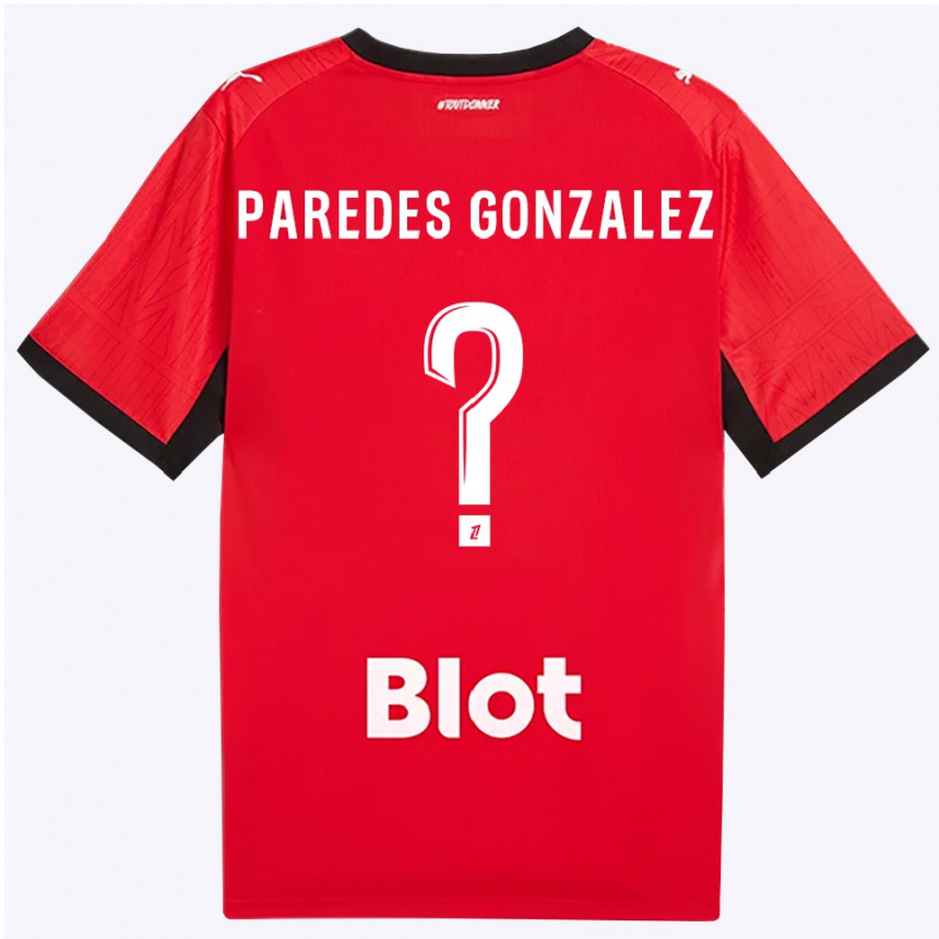 ילדים כדורגל Maxime Paredes Gonzalez #0 אדום שחור לבן ג'רזי ביתית 2026/27
