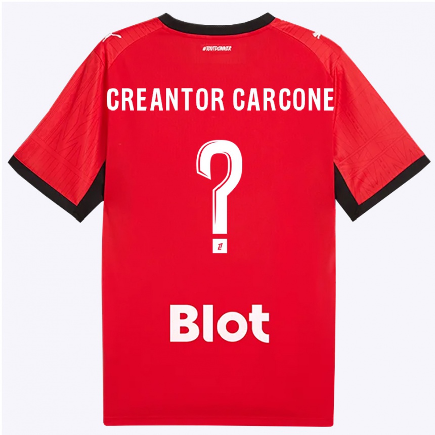 ילדים כדורגל Marlon Creantor Carcone #0 אדום שחור לבן ג'רזי ביתית 2026/27