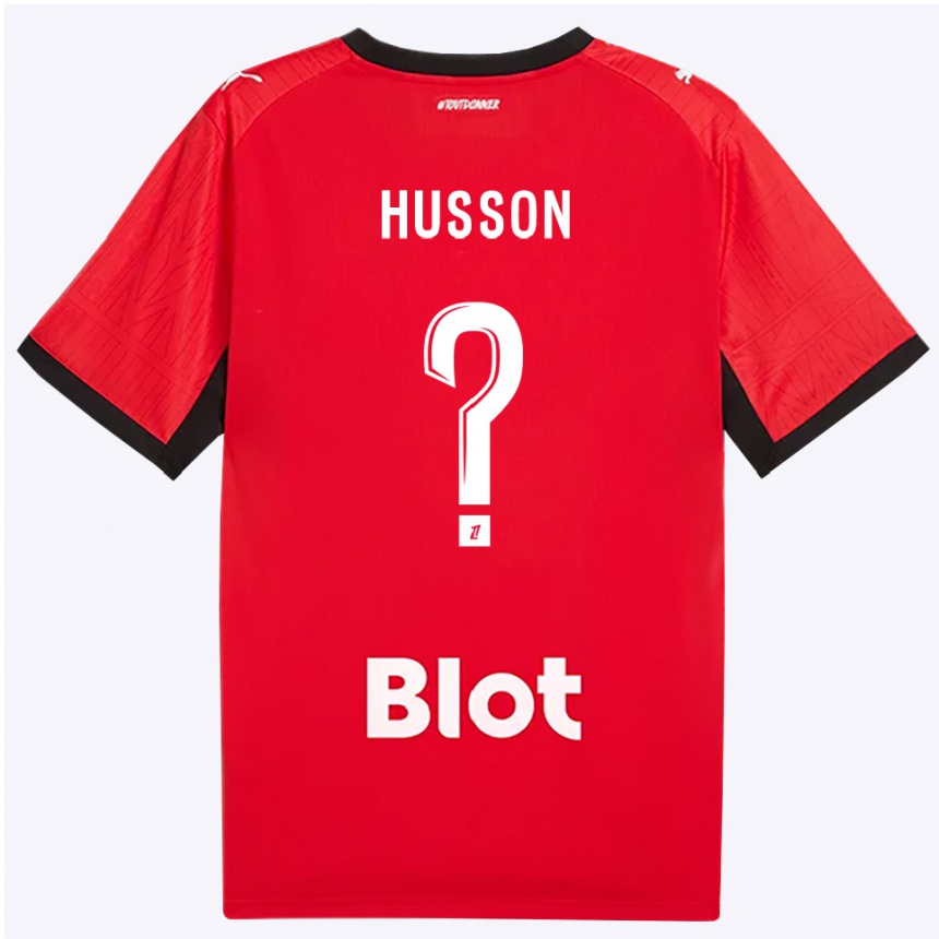 ילדים כדורגל Mehdi Husson #0 אדום שחור לבן ג'רזי ביתית 2026/27