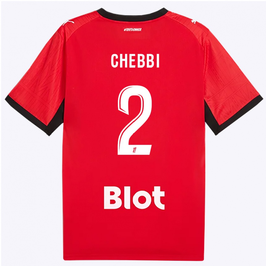 ילדים כדורגל Mohamed Chebbi #2 אדום שחור לבן ג'רזי ביתית 2026/27