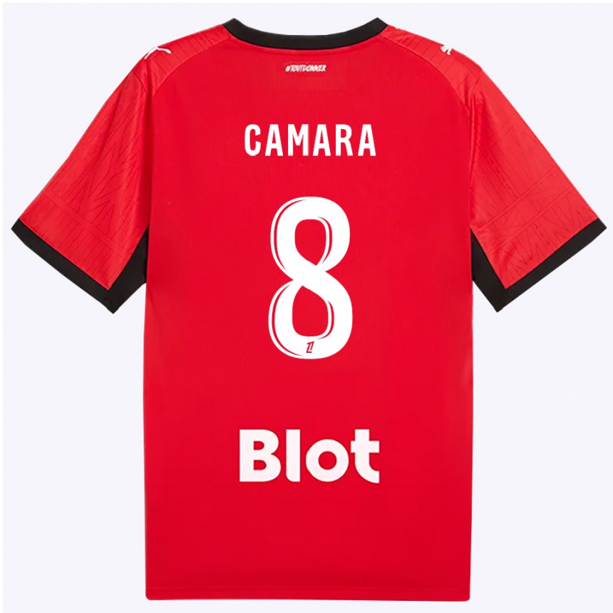 ילדים כדורגל Yaya Camara #8 אדום שחור לבן ג'רזי ביתית 2026/27