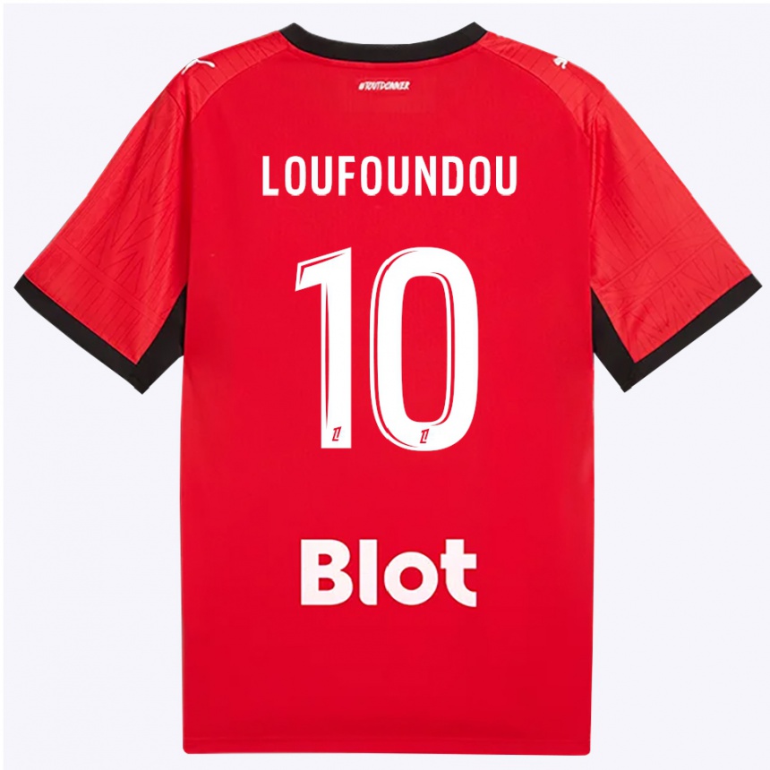 ילדים כדורגל Noah Loufoundou #10 אדום שחור לבן ג'רזי ביתית 2026/27 ילדים כדורגל Noah Loufoundou #10 אדום שחור לבן ג'רזי ביתית 2026/27