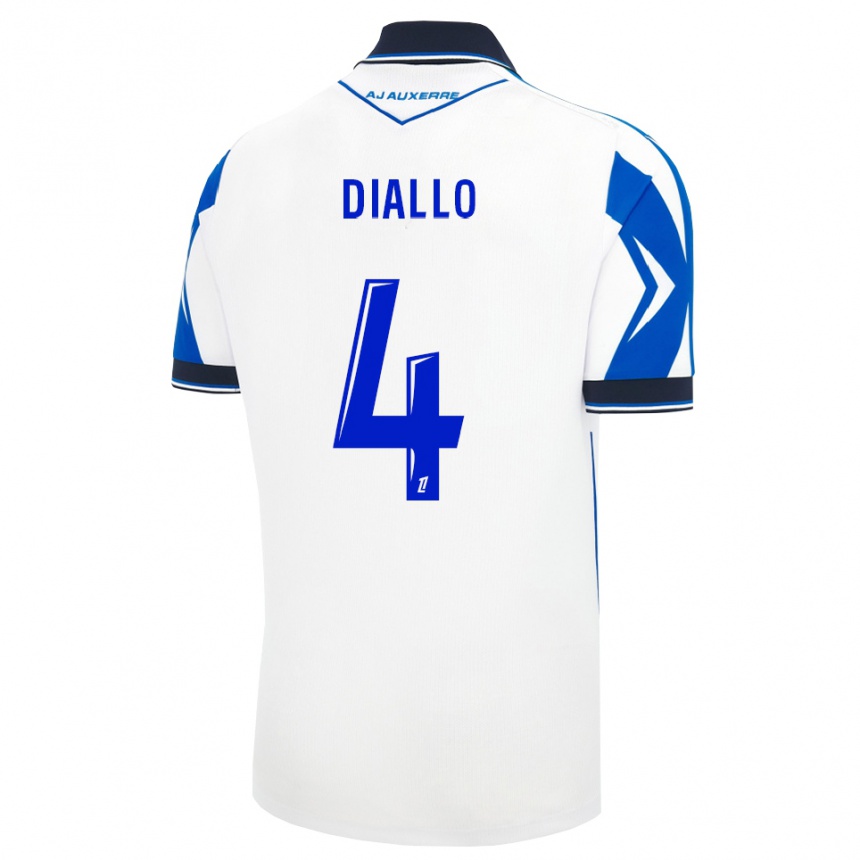 ילדים כדורגל Ibrahim Diallo #4 שחור לבן כחול ג'רזי ביתית 2026/27