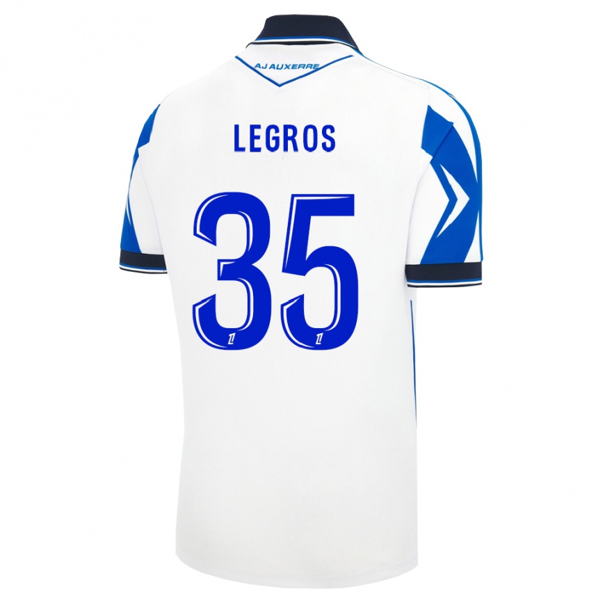 ילדים כדורגל Elikya Legros #35 שחור לבן כחול ג'רזי ביתית 2026/27