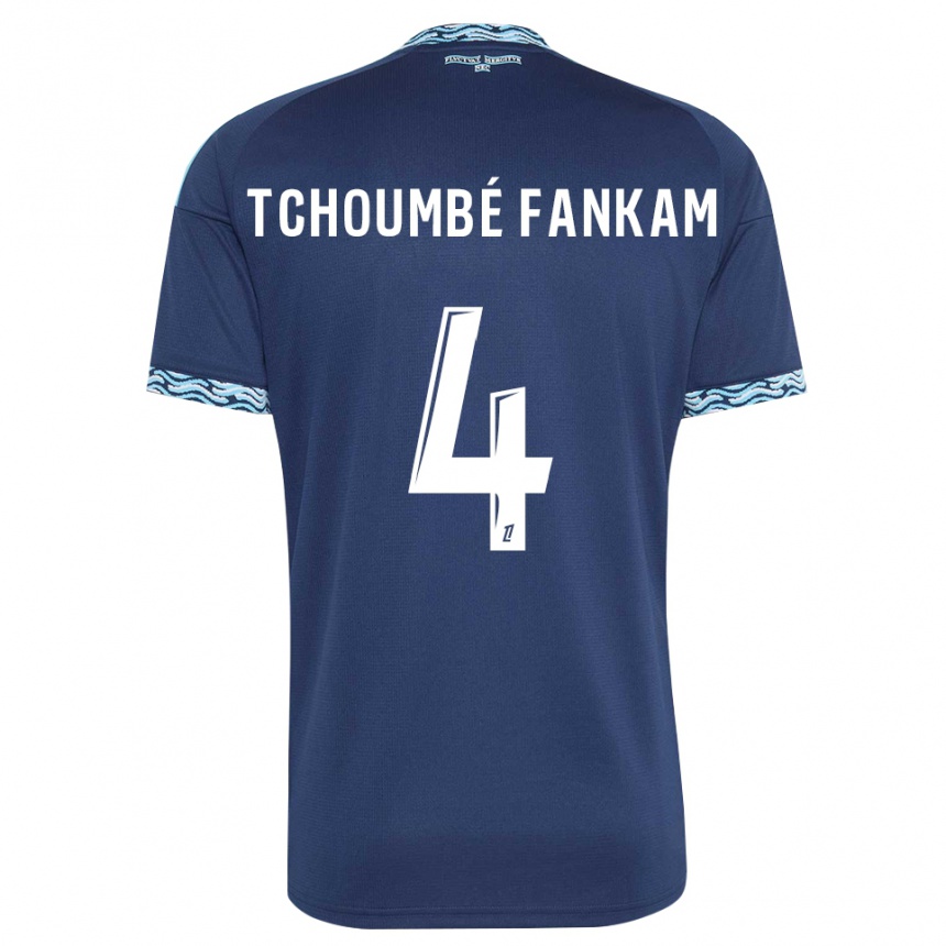 ילדים כדורגל Erwan Tchoumbé Fankam #4 כחול פלדה לבן ג'רזי ביתית 2026/27