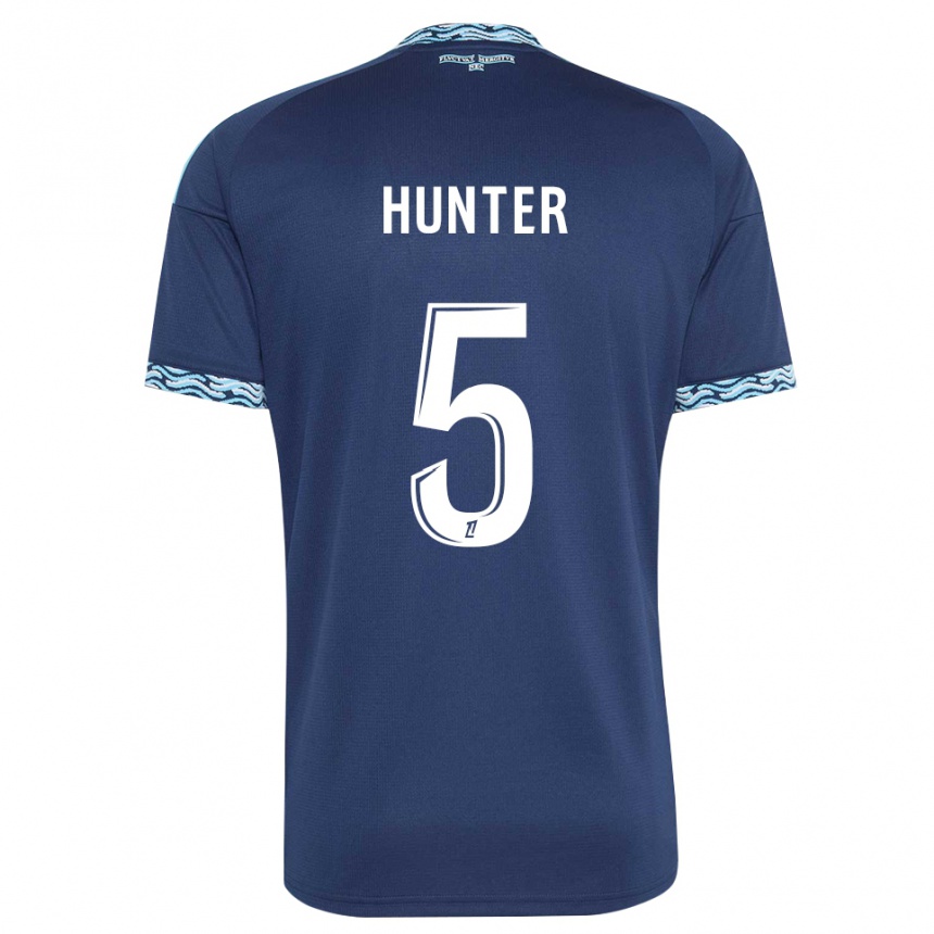 ילדים כדורגל Sarah Hunter #5 כחול פלדה לבן ג'רזי ביתית 2026/27