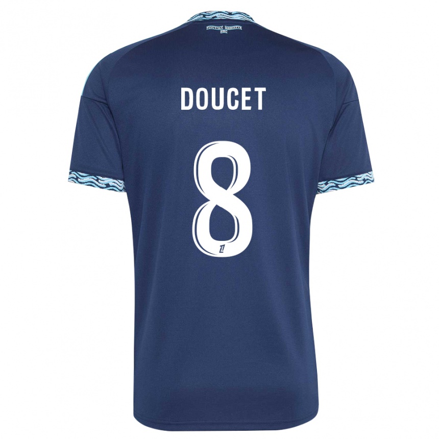 ילדים כדורגל Lohann Doucet #8 כחול פלדה לבן ג'רזי ביתית 2026/27