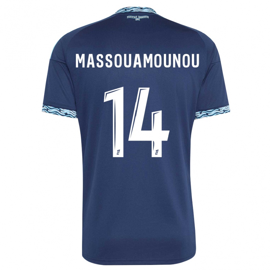 ילדים כדורגל Patino Massouamounou #14 כחול פלדה לבן ג'רזי ביתית 2026/27