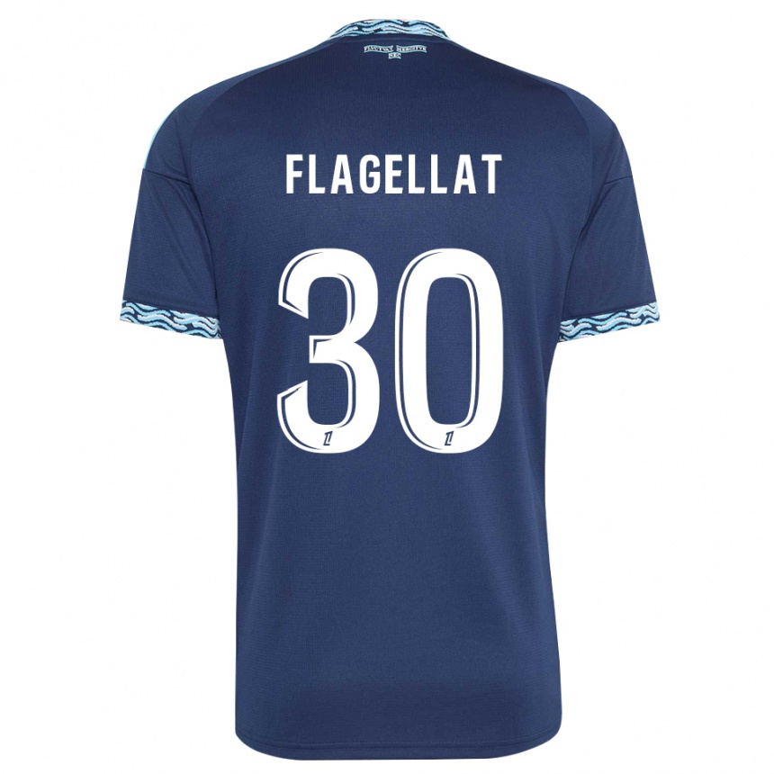 ילדים כדורגל Alizée Flagellat #30 כחול פלדה לבן ג'רזי ביתית 2026/27