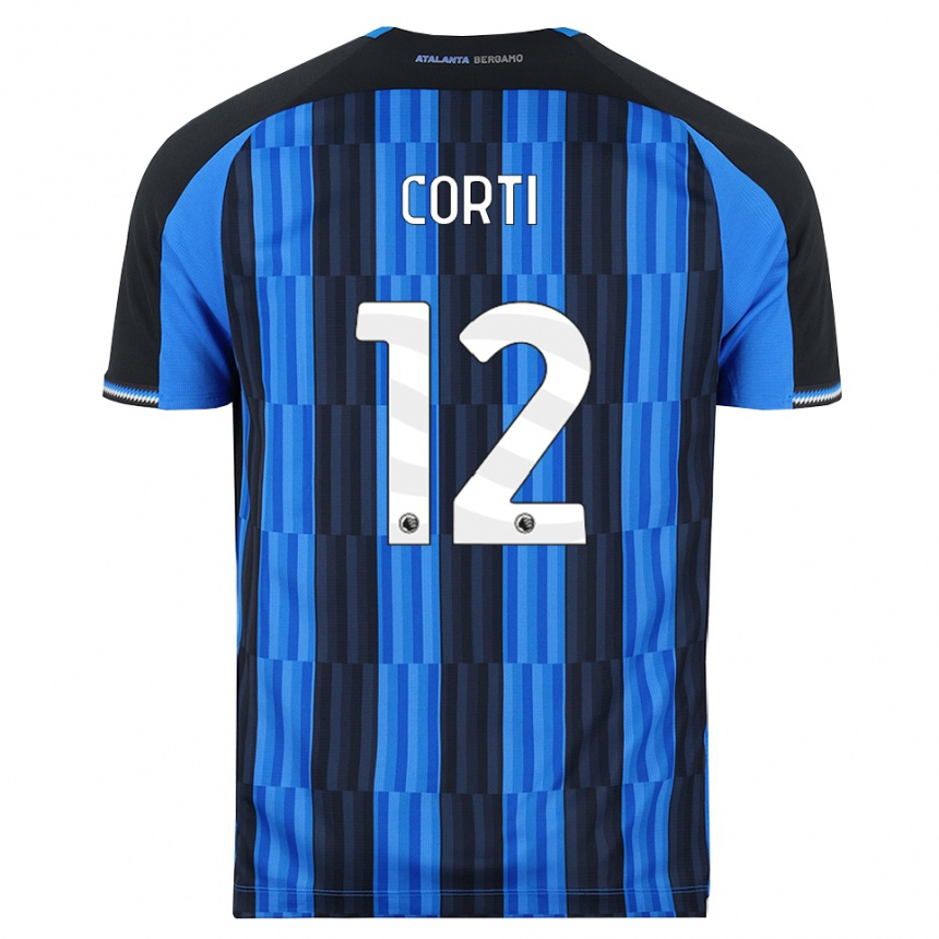 ילדים כדורגל Edoardo Corti #12 כחול שחור אדום ג'רזי ביתית 2026/27