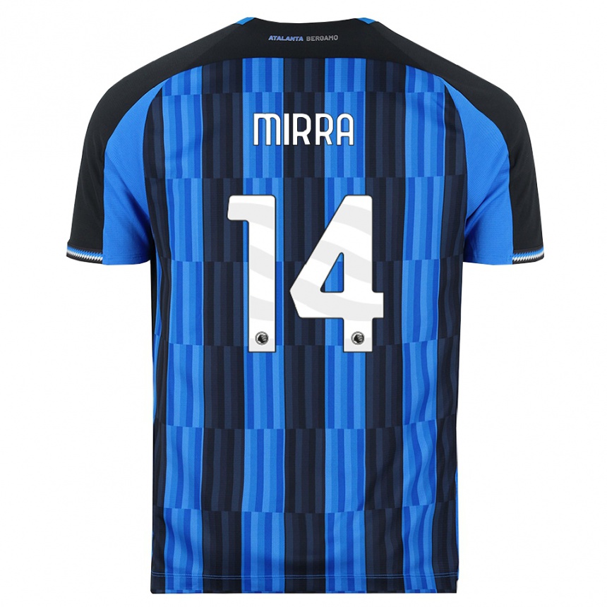 ילדים כדורגל Jacopo Mirra #14 כחול שחור אדום ג'רזי ביתית 2026/27