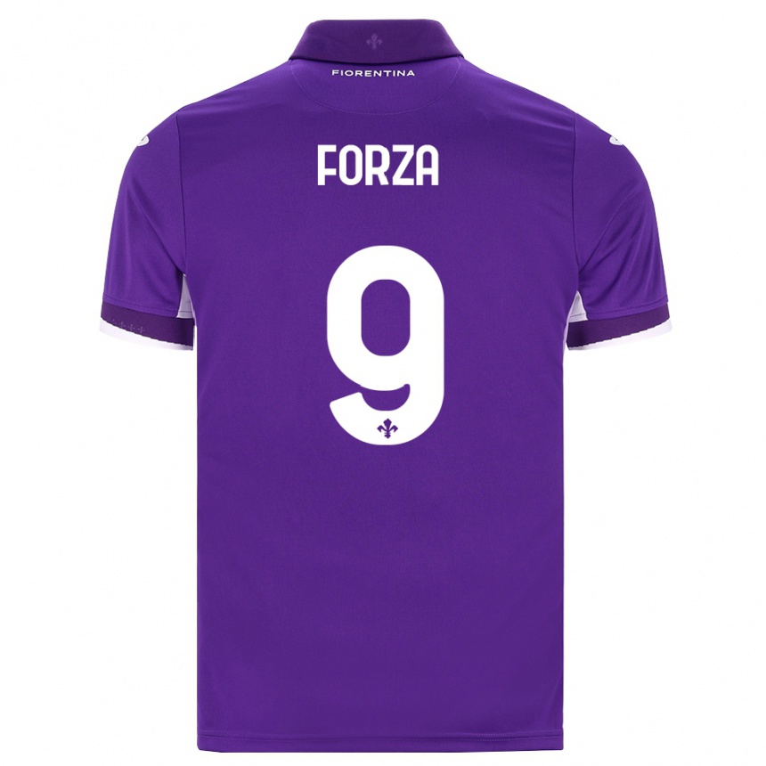 ילדים כדורגל Francesco Forza #9 סגול לבן ורוד ג'רזי ביתית 2026/27