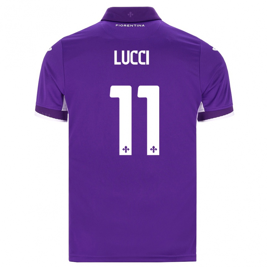 ילדים כדורגל Leonardo Lucci #11 סגול לבן ורוד ג'רזי ביתית 2026/27