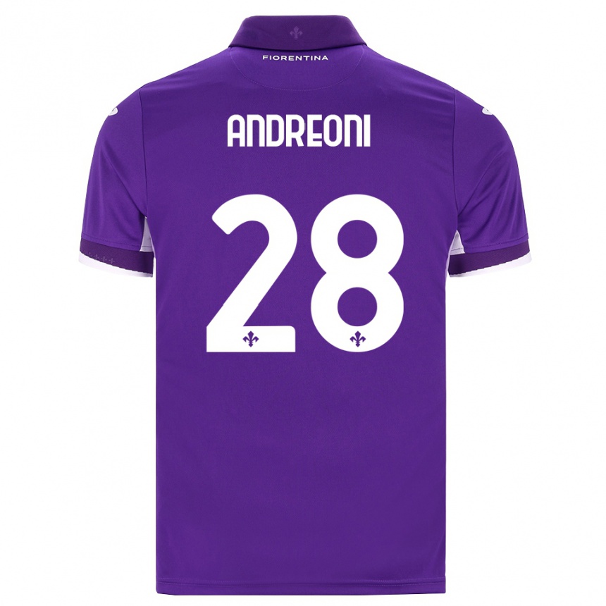 ילדים כדורגל Caterina Andreoni #28 סגול לבן ורוד ג'רזי ביתית 2026/27