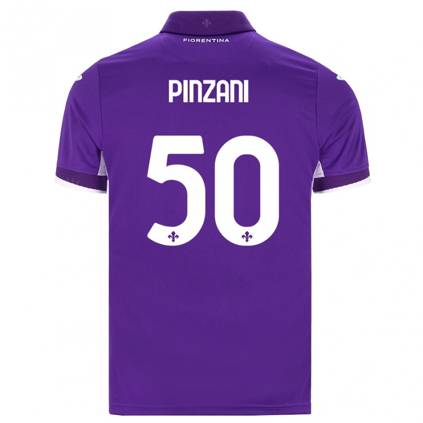 ילדים כדורגל Lorenzo Pinzani #50 סגול לבן ורוד ג'רזי ביתית 2026/27