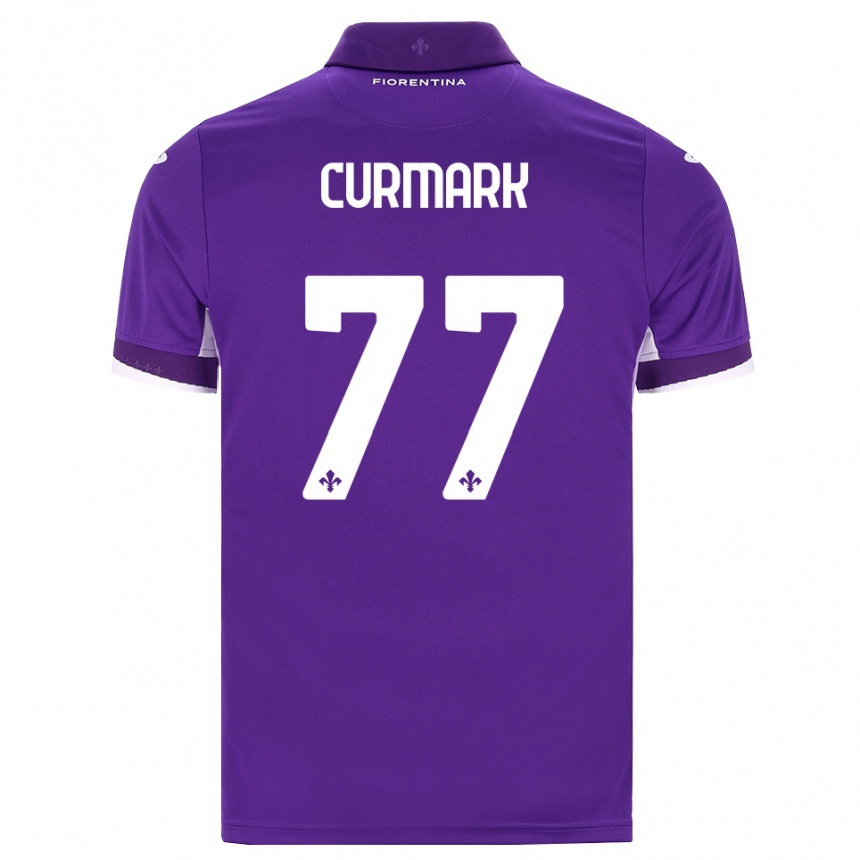 ילדים כדורגל Filippa Curmark #77 סגול לבן ורוד ג'רזי ביתית 2026/27