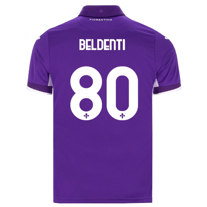 ילדים כדורגל Dennis Beldenti #80 סגול לבן ורוד ג'רזי ביתית 2026/27
