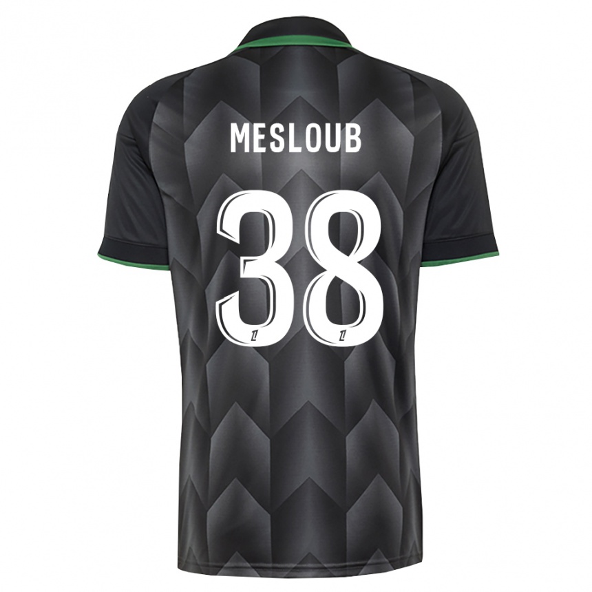ילדים כדורגל Mezian Mesloub #38 לבן שחור ירוק הרחק ג'רזי 2026/27 ילדים כדורגל Mezian Mesloub #38 לבן שחור ירוק הרחק ג'רזי 2026/27