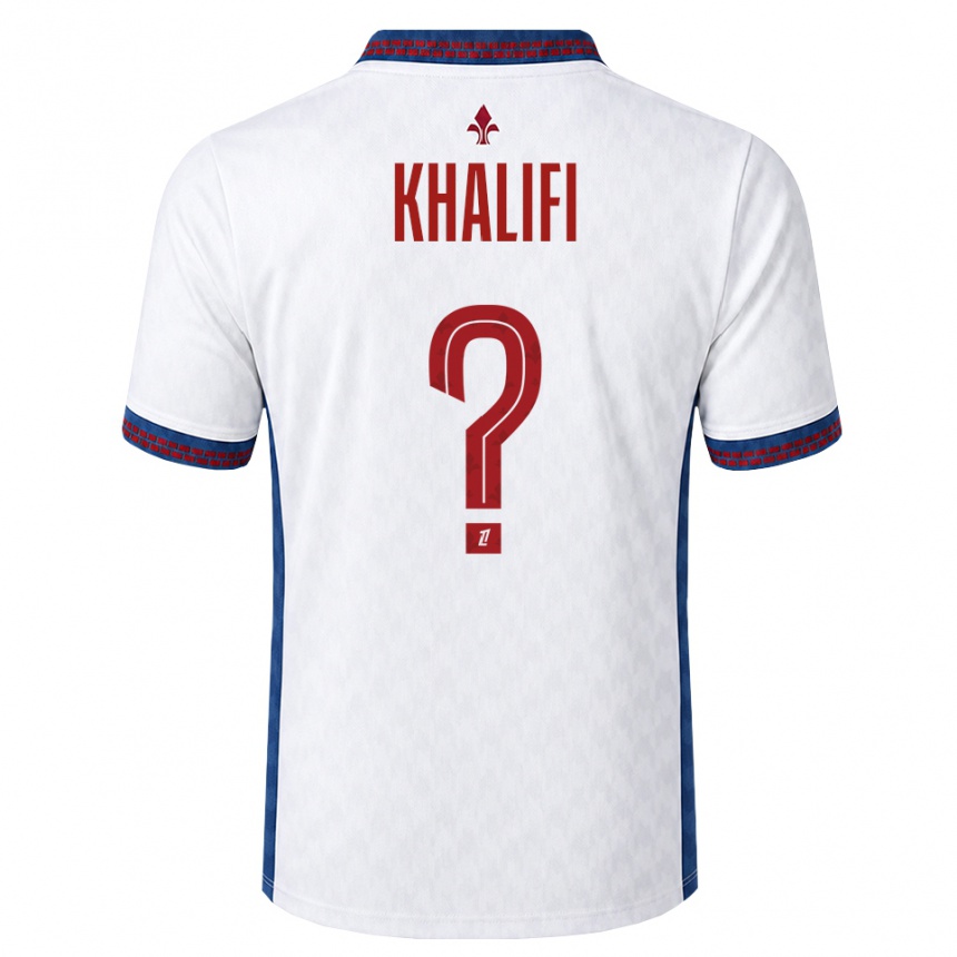 ילדים כדורגל Yassine Khalifi #0 אדום לבן כחול הרחק ג'רזי 2026/27