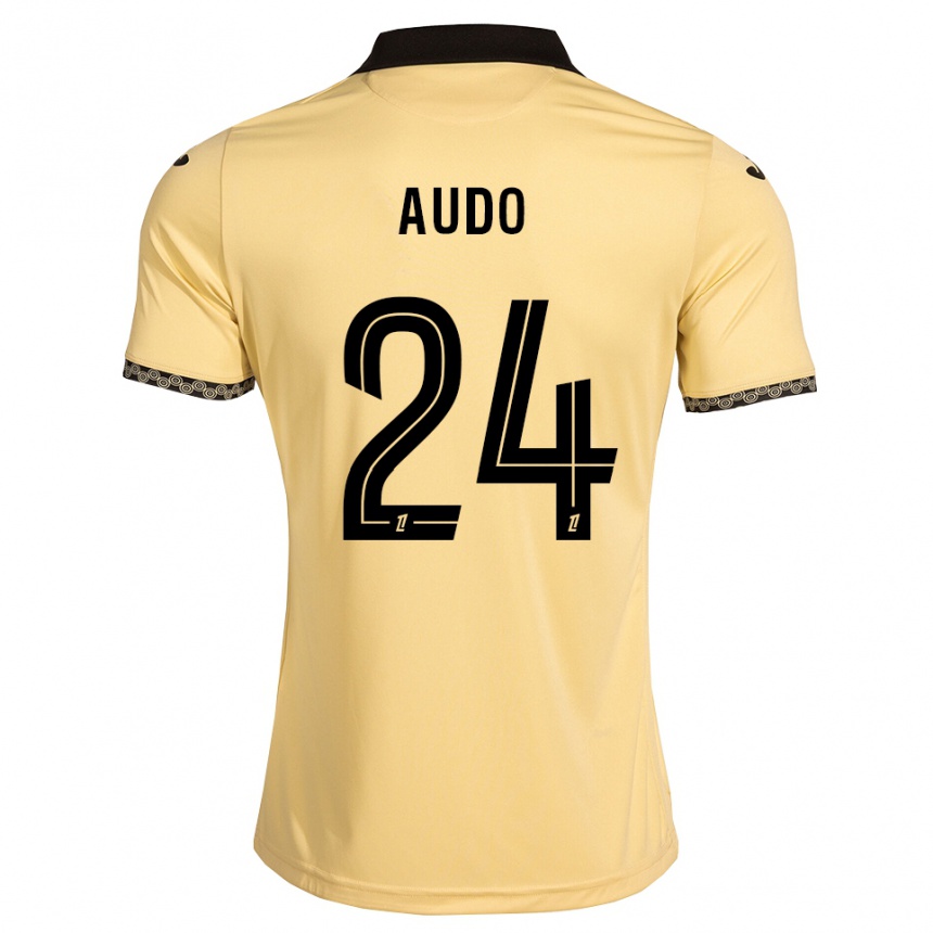 ילדים כדורגל Noémie Audo #24 לבן נאבאחו שחור הרחק ג'רזי 2026/27