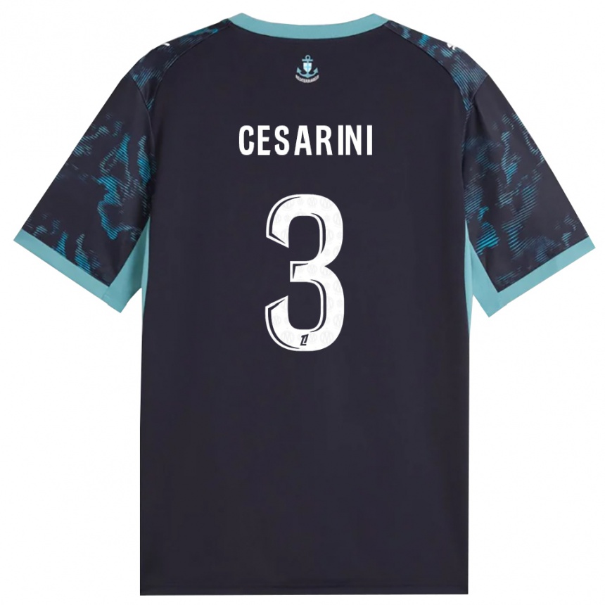 ילדים כדורגל Gaëtan Cesarini #3 טורקיז בהיר שחור הרחק ג'רזי 2026/27