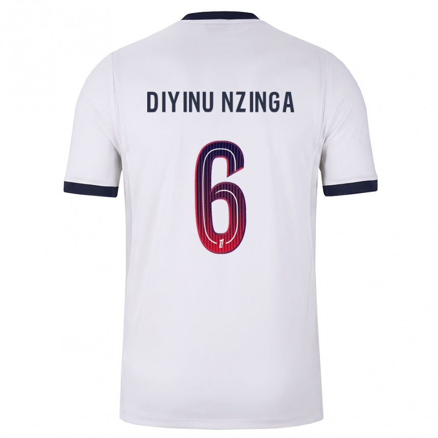ילדים כדורגל Vainqueur Diyinu Nzinga #6 לבן שחור אדום הרחק ג'רזי 2026/27