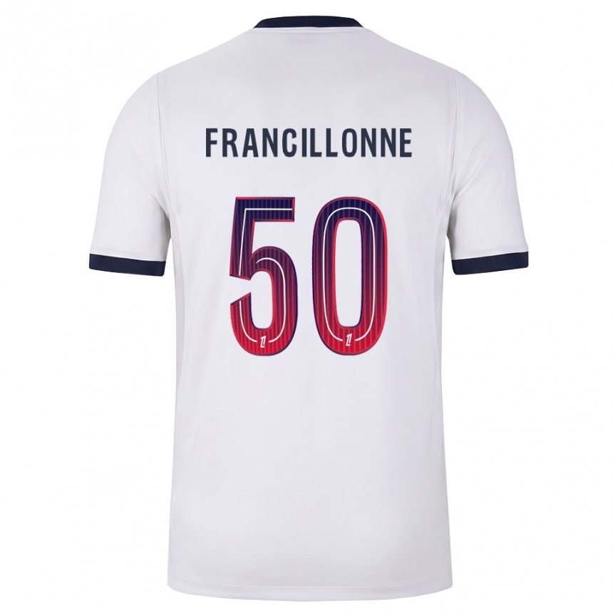 ילדים כדורגל Bryan Francillonne #50 לבן שחור אדום הרחק ג'רזי 2026/27