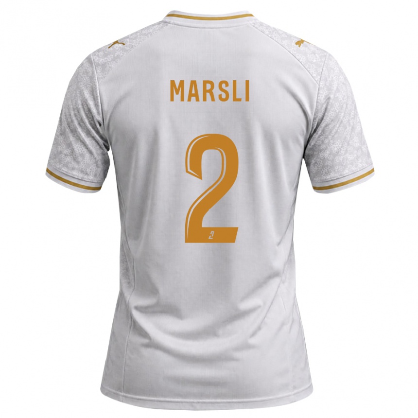ילדים כדורגל Adam Marsli #2 לבן אפור זהב הרחק ג'רזי 2026/27